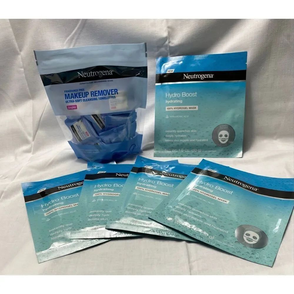 Neutrogena Hydro Boost Face Masks 5ct + Makeup Remover Cleansing Towelettes Sing
